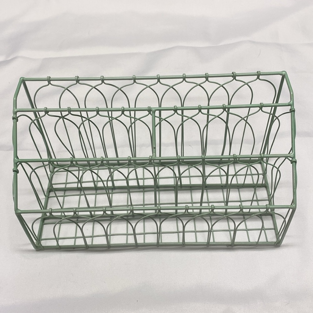 Mint Green Wire Letter Holder Organizer Desk Accessory
